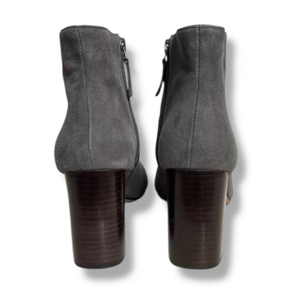 JOHNSTON & MURPHY Grey Suede Peep Toe Lizzie Booties